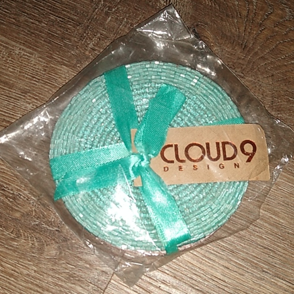 Cloud9 hand beaded coasters set of 4